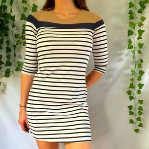 Navy and white striped dress